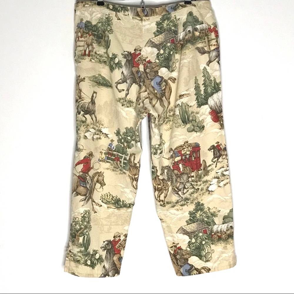 Vintage ROUGHRIDER Capri Pants Cowboy Ranch Cactus - Picture 2 of 11